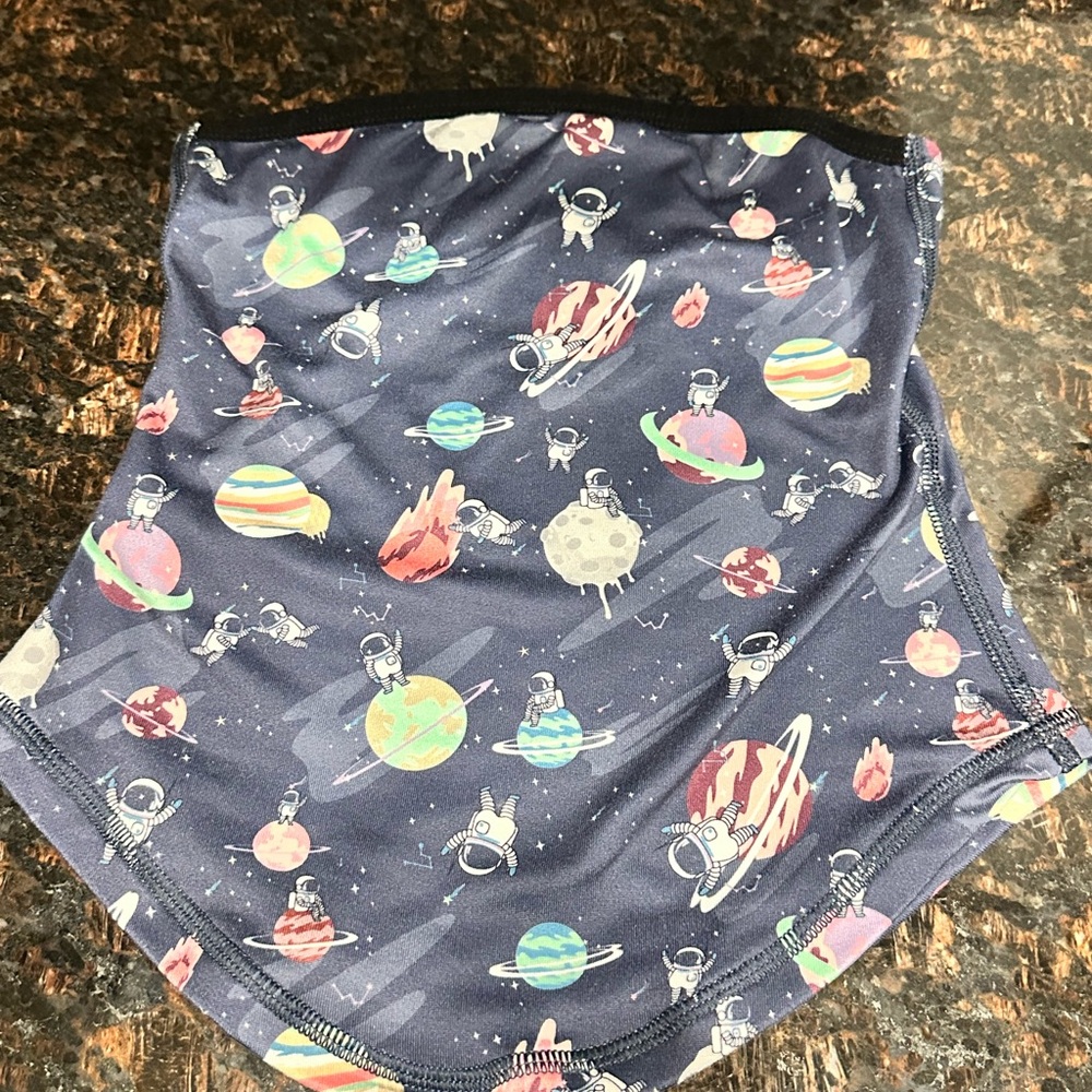 Kids Navy Space Print Neck Gaiter Face Mask - MFI - Picture 2 of 3